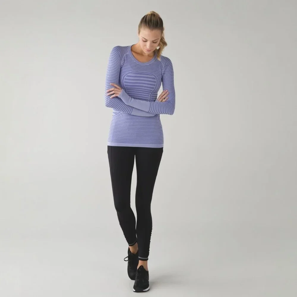 LULULEMON RUN: SWIFTLY TECH LONG SLEEVE CREW IN HEATHERED LULLABY SIZE 6 - Picture 3 of 8